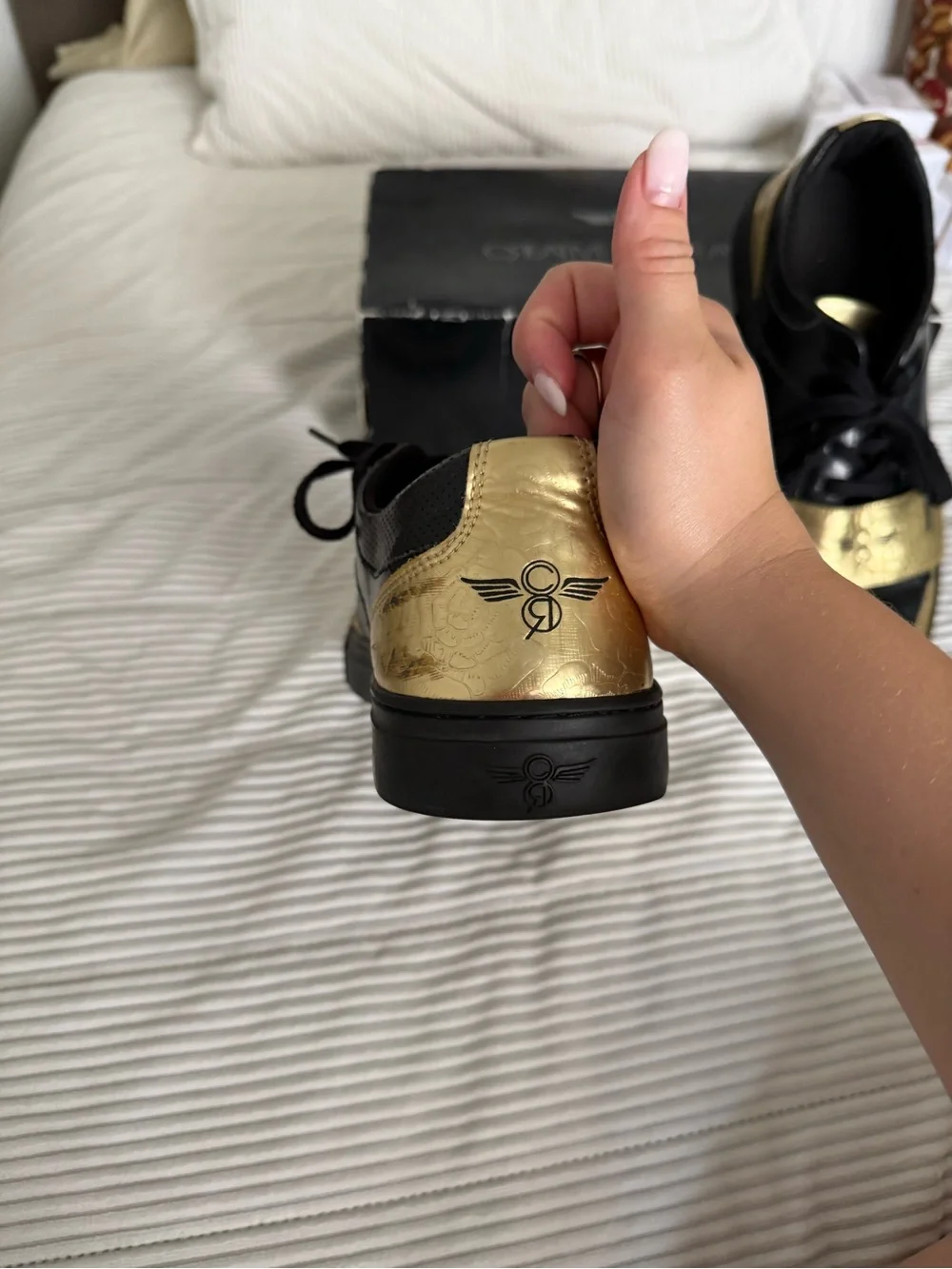 Creative Recreation Cesario Lo Men's Sneakers SZ 12 Black Metallic Gold With Box